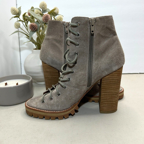 Jeffrey Campbell X Free People Cors Suede Lace Up Peep Toe Ankle Boots Women 9M - Picture 6 of 10
